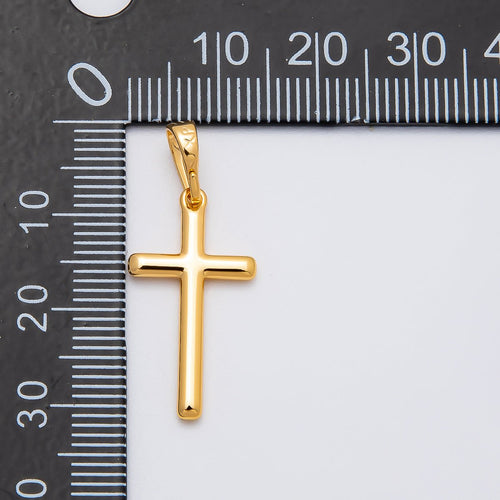24K Gold Filled Religious Latin Cross Minimalist Christian Pendant | I095