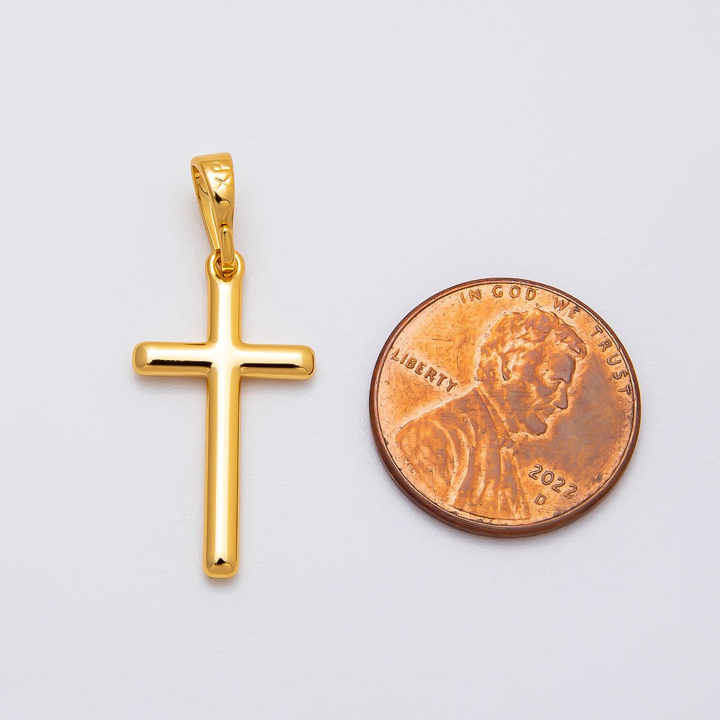 24K Gold Filled Religious Latin Cross Minimalist Christian Pendant | I095