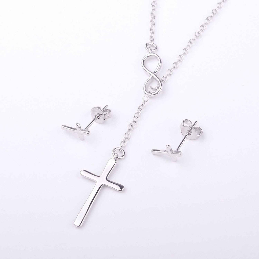 Christmas Gift for Christian  Cross earring and Necklace Set Jewelry Set