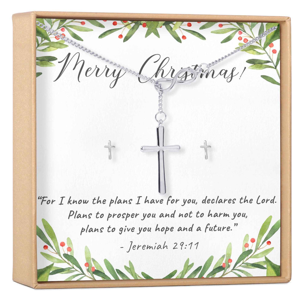 Christmas Gift for Christian  Cross earring and Necklace Set Jewelry Set