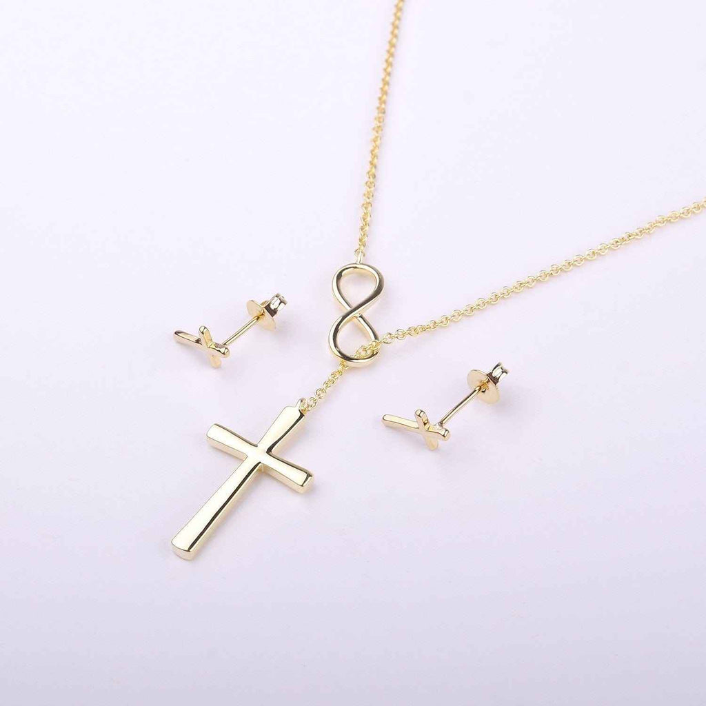 Christmas Gift for Christian  Cross earring and Necklace Set Jewelry Set