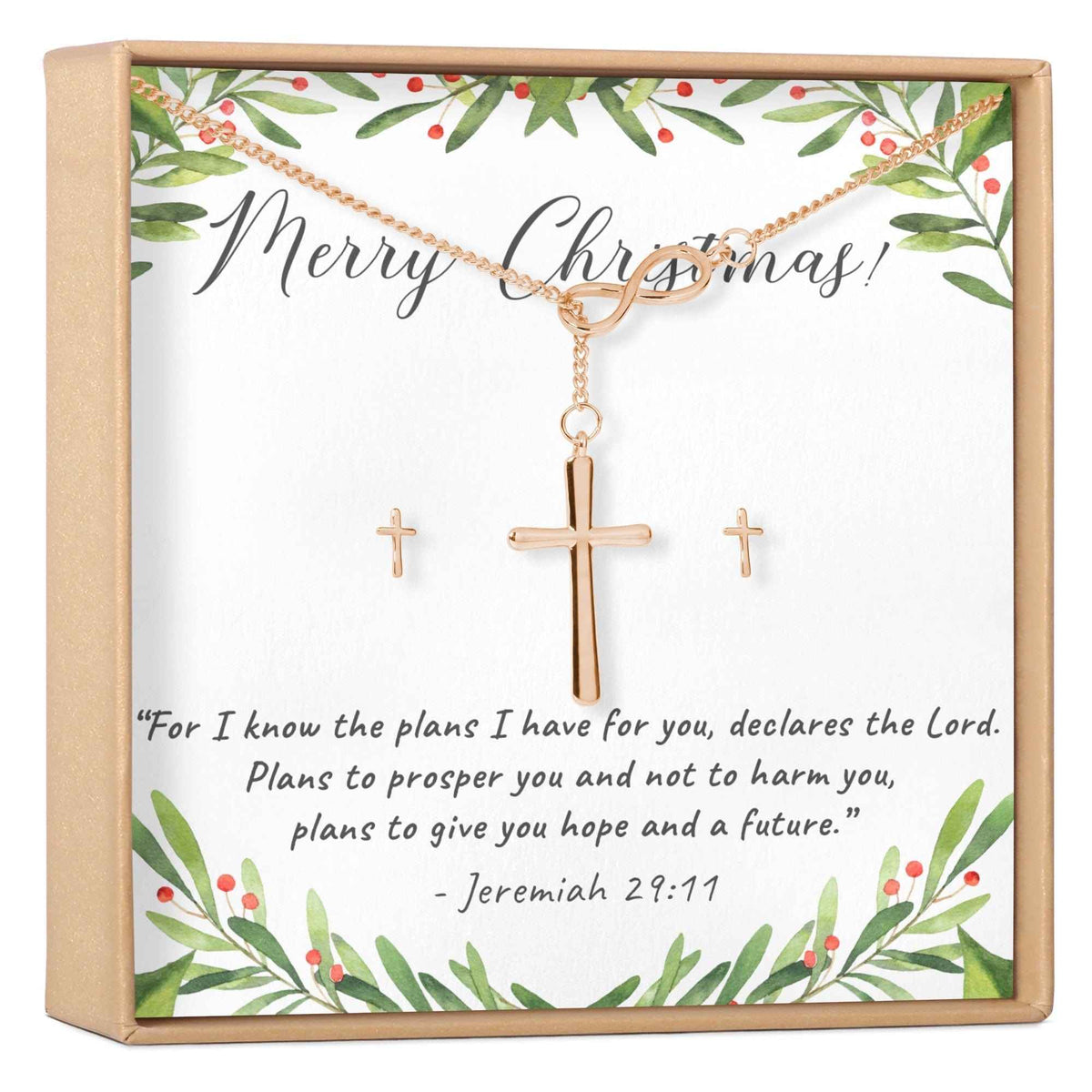 Christmas Gift for Christian  Cross earring and Necklace Set Jewelry Set