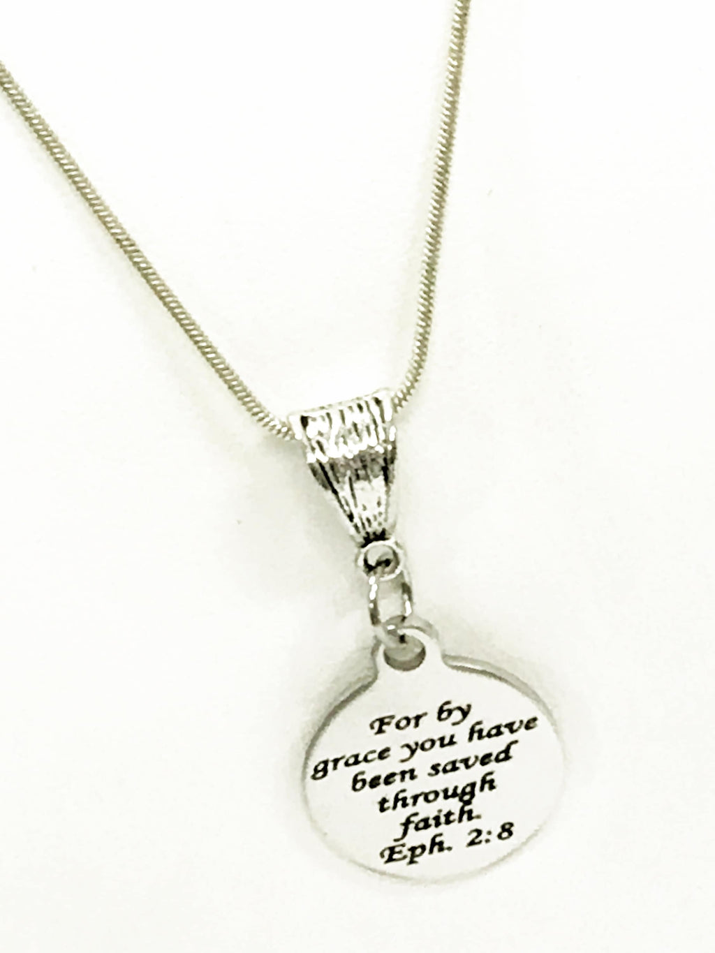 Christian Jewelry, Christian Gift, Christian Necklace, Saved By Grace Through Faith Necklace, Eph 2 8 Scripture Jewelry, Bible Verse Jewelry
