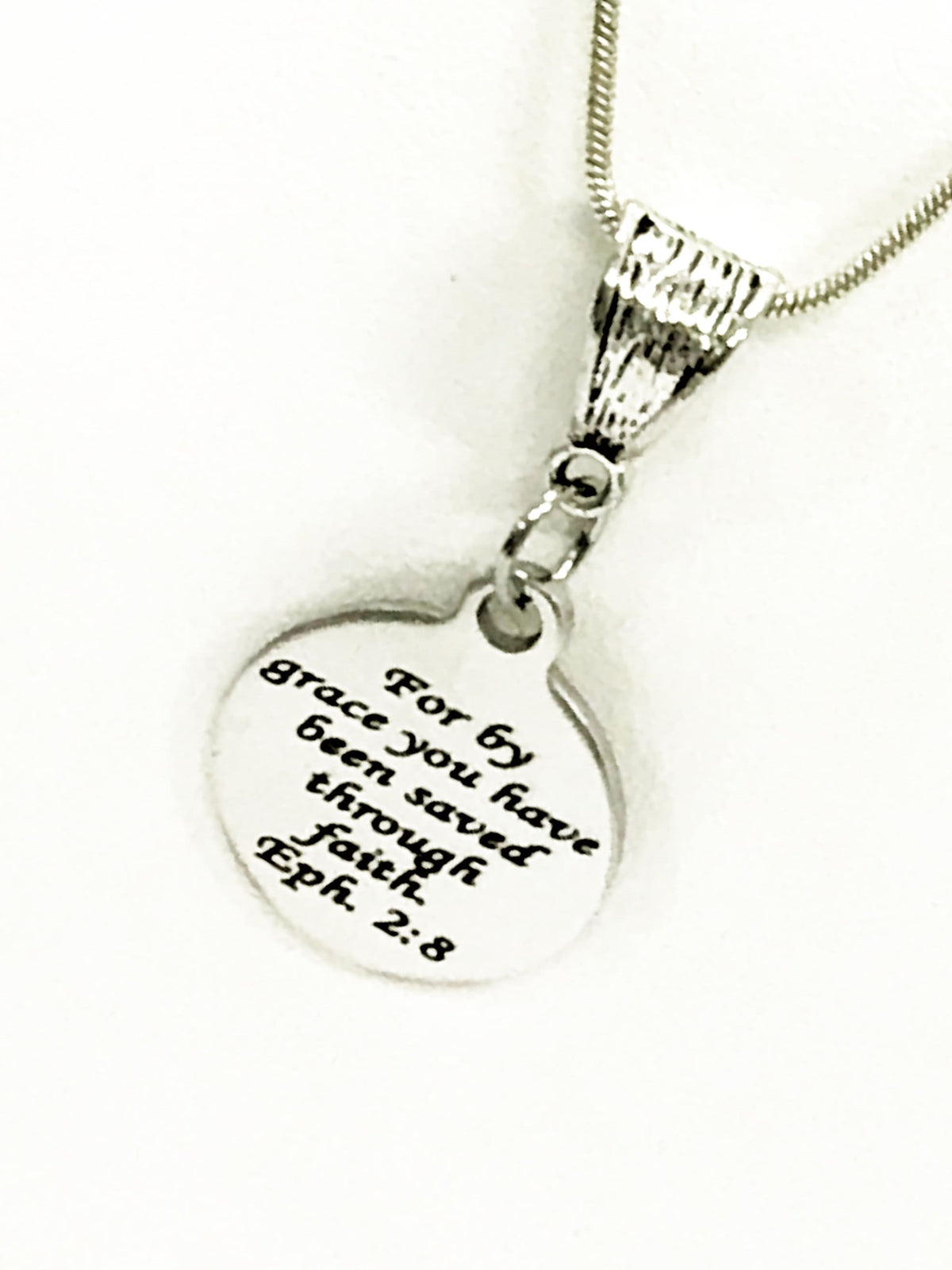 Christian Jewelry, Christian Gift, Christian Necklace, Saved By Grace Through Faith Necklace, Eph 2 8 Scripture Jewelry, Bible Verse Jewelry